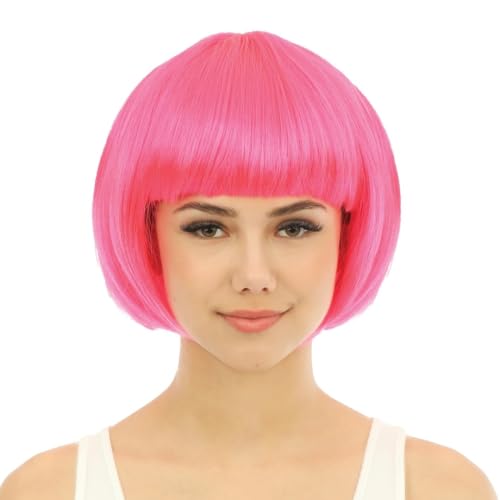 P'TIT CLOWN - 60590 - Cabaret Perücke - Bob Wig - Kostümzubehör - Perfekt für Karneval, Mottopartys, Kostümpartys, Manga, Cosplay, Halloween - Kunsthaar - Rosa von p'tit clown