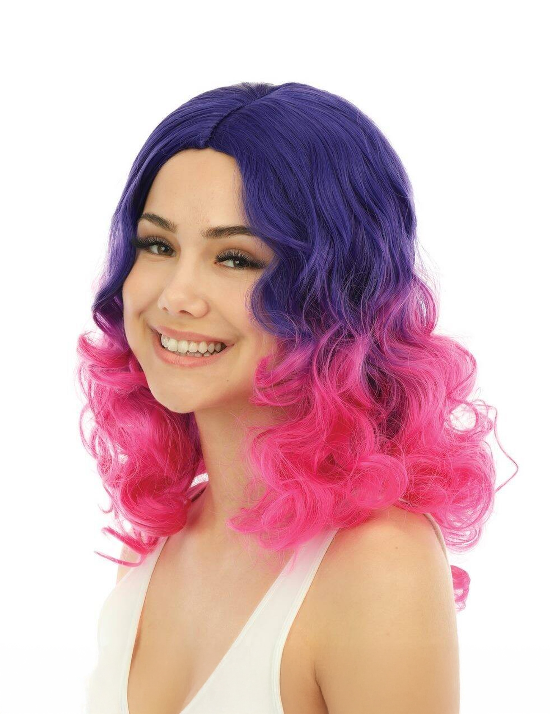 Pinke Perücke für Damen im Tie and Dye Look von PTIT CLOWN