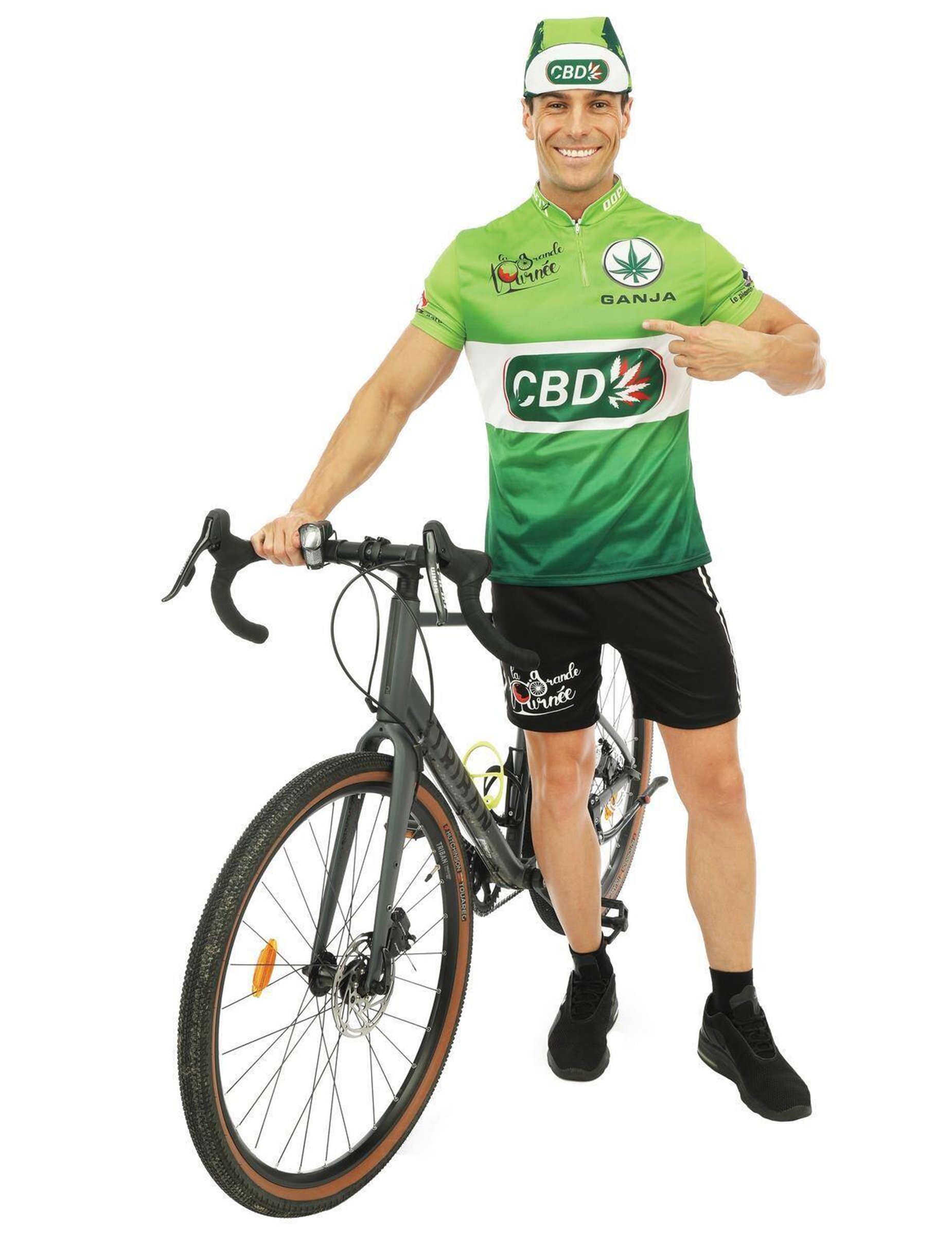 Radfahrer Herrenkostüm grün CBD von PTIT CLOWN