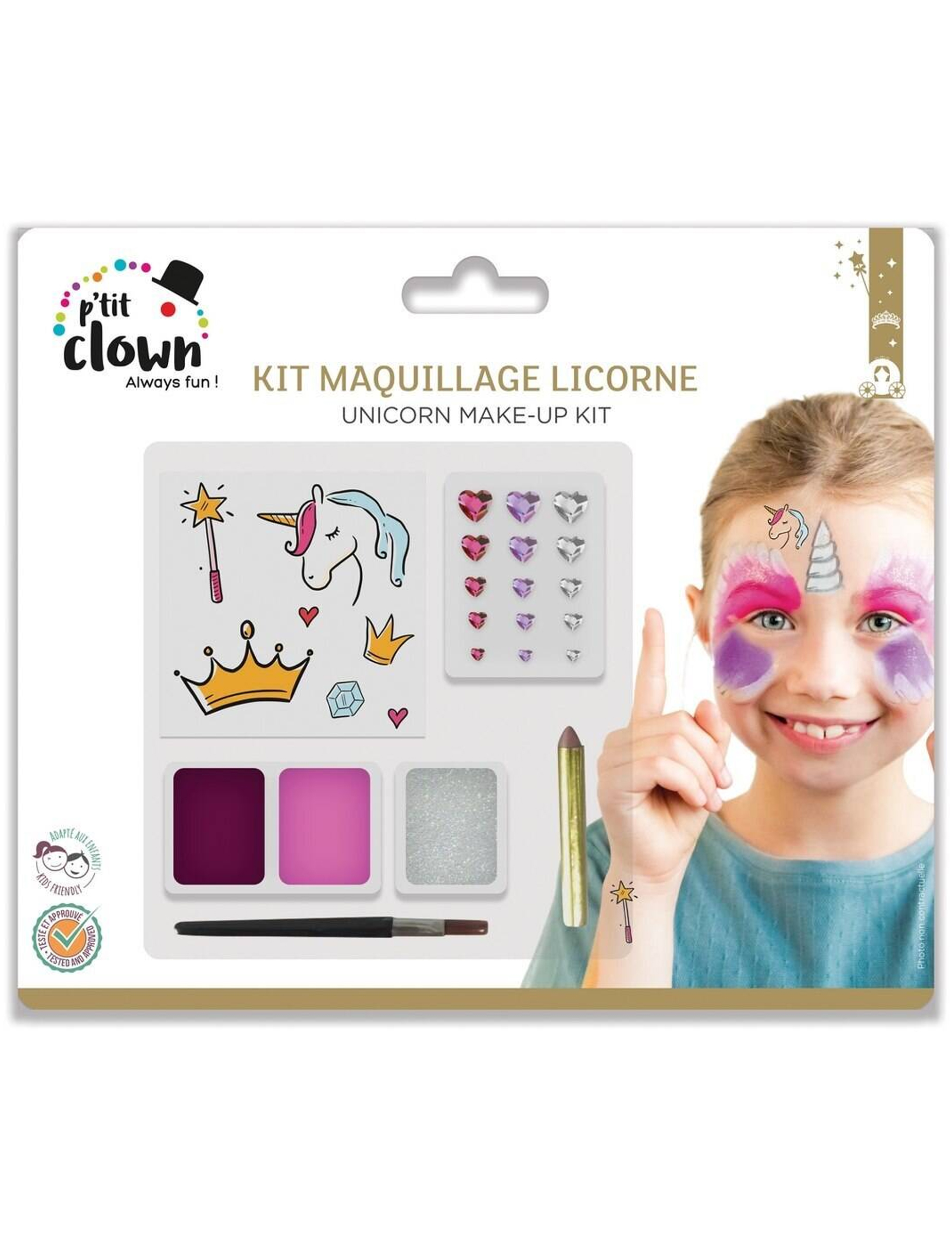 Schmink-Set mit Einhorn-Tattoos für Kinder Schmink-Set mit Einhorn-Tattoos für Kinder von PTIT CLOWN