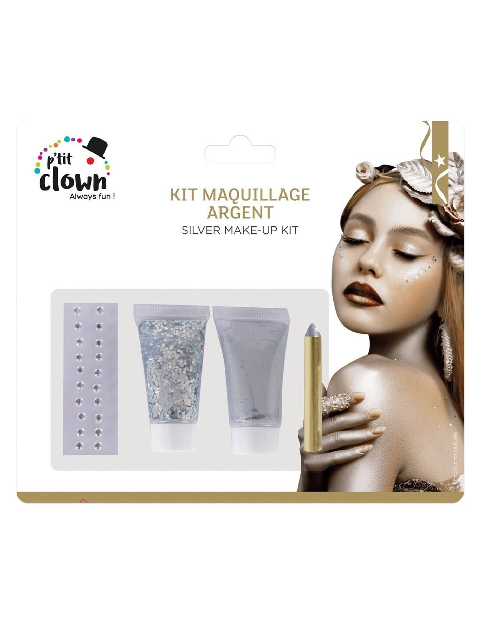 Schmink-Set mit silbernem Glitzer Schmink-Set mit silbernem Glitzer von PTIT CLOWN
