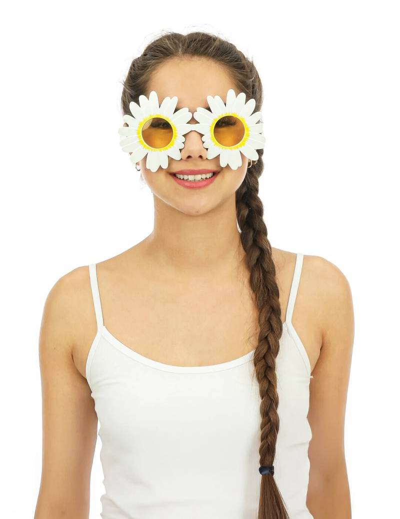 Sonnenbrille Gänseblümchen Accessoire Erwachsene weiß von PTIT CLOWN