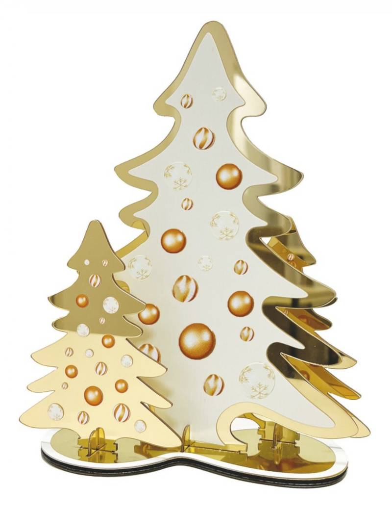 Tischdeko Tannenbäume mit Spiegeleffekt Gold 20 cm aus Metall Tischdeko Tannenbäume mit Spiegeleffekt Gold 20 cm aus Metall von PTIT CLOWN