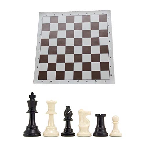 PTMD International Standard Schachbrett, 1 Set, Schachspiele, dreifach gewichtete Turnier-Schachfiguren und Mousepad-Stil Roll-up Schachbrett von PTMD