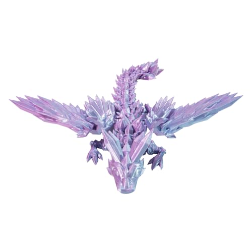 PUCHEN 3D-gedruckter Kristalldrache, 3D-gedruckter Drache mit Flügeln | Bewegliches Kristalldrache-Fidget-Spielzeug - Stressabbau im Jahr des Drachen für Kinder und Erwachsene, Heimdekorationsgeschenk von PUCHEN