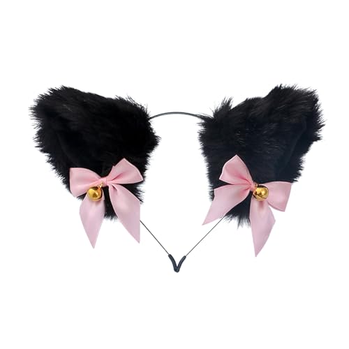 PUCHEN Anime Katzenohren - Pelzohren-Haarreif mit Glocken | Tierohren, Katzen-Haarband, pelzige Katzenohren für Frauen für Anime-Cosplay-Party-Verkleiden von PUCHEN
