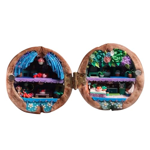 PUCHEN Miniatur-Kits für Erwachsene | Tiny World Inside Walnuts - Handgefertigtes Walnuss-Muschel-Puppenhaus, Harz Nuss geheime 3D-Szene für Geburtstag, Weihnachten, Valentinstag von PUCHEN