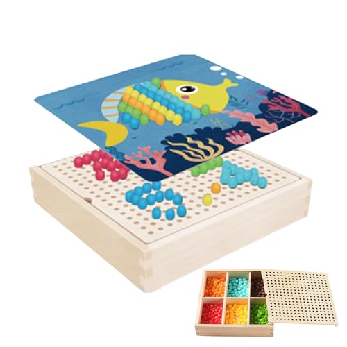 PUCHEN Pilznägel Spielzeug, Nägel DIY Peg Puzzle Spielzeug | Mit Massivholz Aufbewahrungsbox Holz Pilz Nägel Stecktafel 3 Jahre alt von PUCHEN