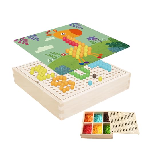 Pilz-Nagel-Puzzle, pädagogisches Lernspielzeug, mit Aufbewahrungsbox aus Massivholz, Pilznägel, Stecktafel ab 3 Jahren Puchen von PUCHEN