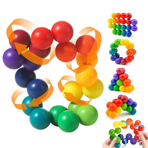 3D Puzzleball Sensorisches Spielzeug, Fidget Toys, Regenbogen Fidget Variable Ball Sensorik Spielzeug für Autismus, Autismus-Reisespielzeug Für Kinder Im Alter von PUERFOCA