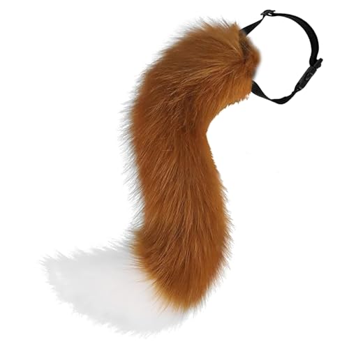 PUERFOCA Kunstpelz Wolf Fuchs Kostüm, Kunstpelz Fuchspelzschwanz, Super riesiger Flauschiger Schwanz Kinder Erwachsene Cosplay Halloween Weihnachtsfeier Rollenspiele von PUERFOCA