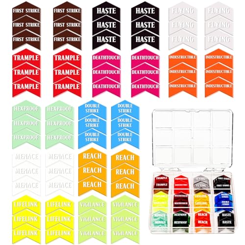 72 Stück MTG Schlüsselwortzähler mit Box für Magic The Gathering Farbige MTG Creature Stats Buff Tokens MTG Geschenk Zubehör (Keyword Counters) von PUGED