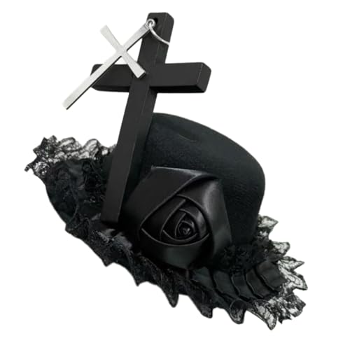 PUGEOAMN Eleganter Punk Gekreuzt Haarschleife Schwarz Rose Lace Kopfbedeckung Für Einzigartige Mode Halloween Party Supply PUGEOAMN Eleganter Punk Gekreuzt Haarschleife Schwarz Rose Lace Kopfbedeckung Für Einzigartige Mode Halloween Party Supply von PUGEOAMN