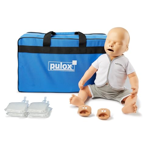 PULOX Practi-Baby Trainingspuppe - Realistische Reanimationspuppe HLW/CPR mit Gesichtsmaske, 4 Luftbeuteln und Tragetasche von PULOX