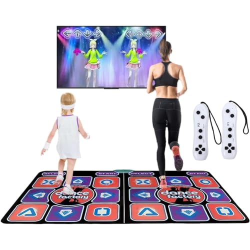 PULaif Multifunktionale Klassische elektronische Musik-Tänzer-Pads, 2 Motion Controller, doppelte Tanzmatte für Kinder und Erwachsene, rutschfeste Yoga-Fitness für Familienspiele, 63 Spiele von PULaif