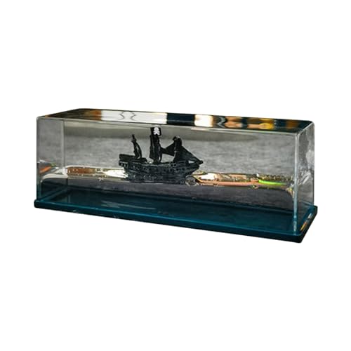 Fluid Drift Flasche, Unsinkable Boot in Einer Box,Unsinkable Schiff, Kreuzfahrtschiff Fluid Drift Flasche Modell Dekoration, Home Dekoration Spielzeug (Schwarze Perle) von PUNELE