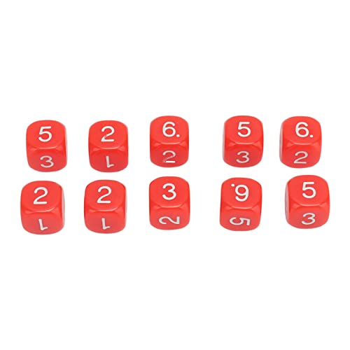 PUNELE 20 Stück 6-seitige Zahlenwürfel aus Kunststoff, 16 Mm, Runde Ecken, Polyedrische Würfel-Set für Zahlenunterricht, Brettspiele (Rot) von PUNELE