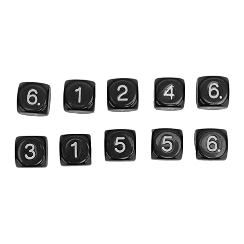 PUNELE 20 Stück 6-seitige Zahlenwürfel aus Kunststoff, 16 Mm, Runde Ecken, Polyedrische Würfel-Set für Zahlenunterricht, Brettspiele (Schwarz) von PUNELE