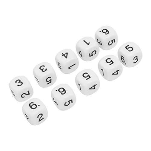 PUNELE 20 Stück 6-seitige Zahlenwürfel aus Kunststoff, 16 Mm, Runde Ecken, Polyedrische Würfel-Set für Zahlenunterricht, Brettspiele (Weiß) von PUNELE