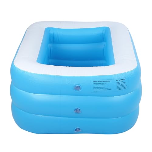 PUNELE Aufblasbare Pool Aufblasbare Badewanne Paddeln Pool Square Schwimmbad mit Verbessertem Dickem PVC -Material für Erwachsene (Blau) von PUNELE