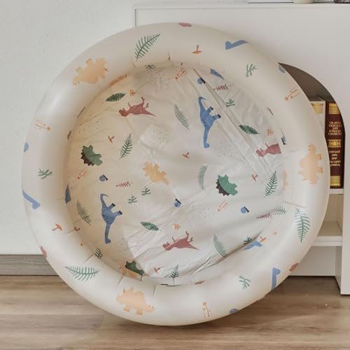 PUNELE Aufblasbares Bällebad für Kleinkinder, Bällebad für, Baby-Laufstall, Rund, 143 X 30 cm, Buntes PVC, für Drinnen und Draußen, mit Sicherheitszaun für Ocean Ball-Spielzeug (Beige) von PUNELE
