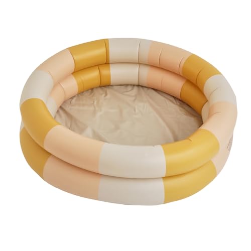 PUNELE Aufblasbares Bällebad für Kleinkinder, Bällebad für, Baby-Laufstall, Rund, 143 X 30 cm, Buntes PVC, für Drinnen und Draußen, mit Sicherheitszaun für Ocean Ball-Spielzeug (Gelb) von PUNELE