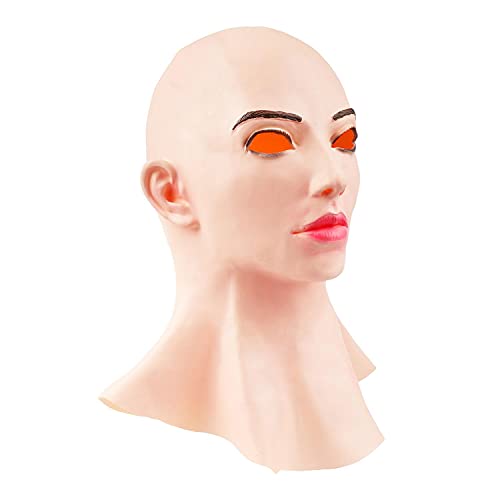 PUNELE Crossdresser Silikon-Maske, Gruselige Halloween Maske Aus Latex, Weiche Realistische Weibliche Kopfmaske Vollkopfmaske Lustige Masken Spielzeug Party Requisiten Karnevals Maskerade von PUNELE