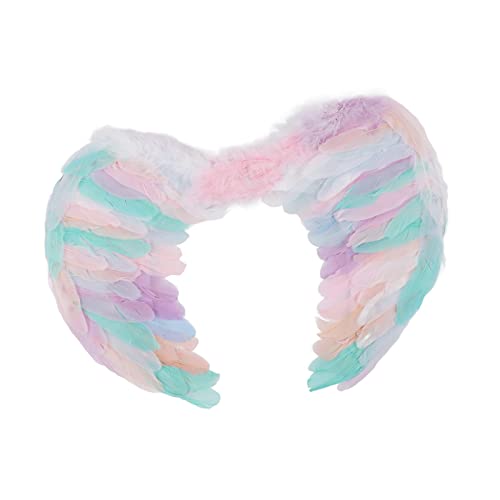 PUNELE Halloween -Kostüm Buntes Engelsflügel, Leichter Exquisiter Federflügel für Kleine Mädchen mit Elastischen Gurten, für Foto -Requisiten und Bühnenshow (Medium) von PUNELE