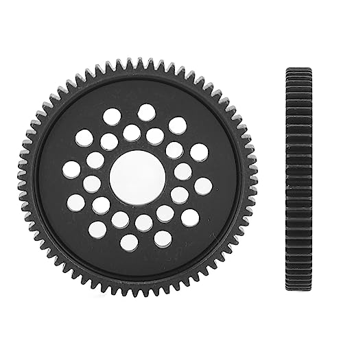 PUNELE Hochgeschwindigkeits-Stirnradgetriebe, Stahl, Metall, Schwarz, Großes Ferngesteuertes Auto-Stirnradgetriebe für Tamiya TT‑02 68T von PUNELE