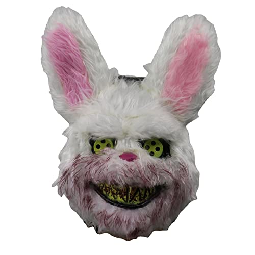PUNELE Hzemci Scary Maske Plüsch und Plastik -Cosplay -Kopfkostüm für Halloween -Karneval (Rosa und weiß) von PUNELE