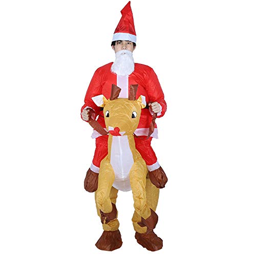 PUNELE Netter Weihnachtsmann Claus Cartoon Aufblasbares Kostüm für Halloween, Leicht und, mit Gebläse, Geeignet für Weihnachtsdekoration, (Weihnachtshirschfeier X121) von PUNELE