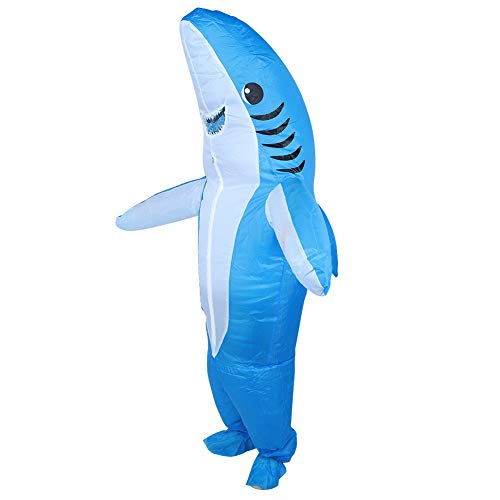 PUNELE Party-Requisiten Halloween Aufblasbares Kostüm, Niedliches Aussehen Design, Hochdichte Polyester, Inklusive Gebläse, Geeignet für Parks, Firmenfeiern oder Jährliche Meetings (Blauer Hai X128) von PUNELE