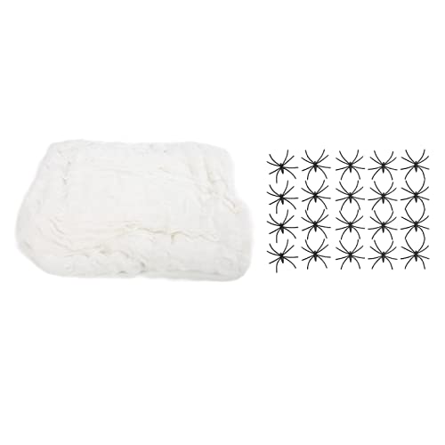 PUNELE Weiße Spinnennetz-Dekoration, 200 G Netz, 40 Plastikspinnen, Gruselige Spinnweben, Halloween-Partydekor für Drinnen und Draußen, Gruselige Spinnweben mit 40 Künstlichen Spinnen PUNELE Weiße Spinnennetz-Dekoration, 200 G Netz, 40 Plastikspinnen, Gruselige Spinnweben, Halloween-Partydekor für Drinnen und Draußen, Gruselige Spinnweben mit 40 Künstlichen Spinnen von PUNELE
