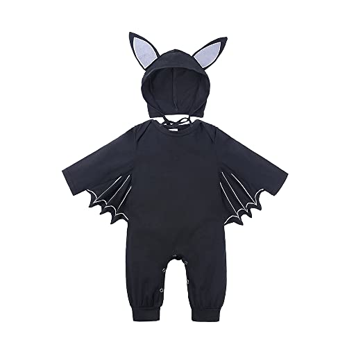 PUPYGIYUC Baby Fledermaus Kostüm Säuglings Fledermaus Kostüm Strampler mit Hut mit großen Ohren 12-18 Monate 2 Stück Unisex von PUPYGIYUC