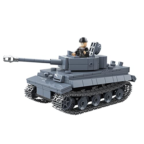 PURES Technik Panzer Bausteine, 503 Klemmbausteine Technik WW2 Militär Tiger 1 Panzer Modellbausatz mit Soldaten und Waffen, Kompatibel mit Lego Technik, 19x8.3x7.4cm von PURES