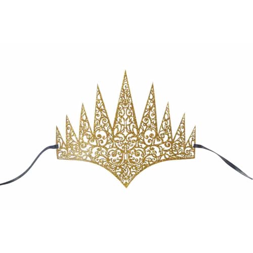 Luxuriöses goldenes Krone, verstellbarer Riemen, Maskenbälle, Themen-Event, Komfort-Haarband, Gold-Motto-Party mit Cutout-Design von PURFUU