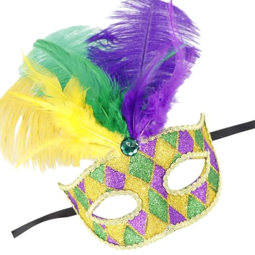 PURFUU Feathered Masquerade Sequins Half Face For Women Men Cosplay Party Photography Props Halloween Decoration von PURFUU