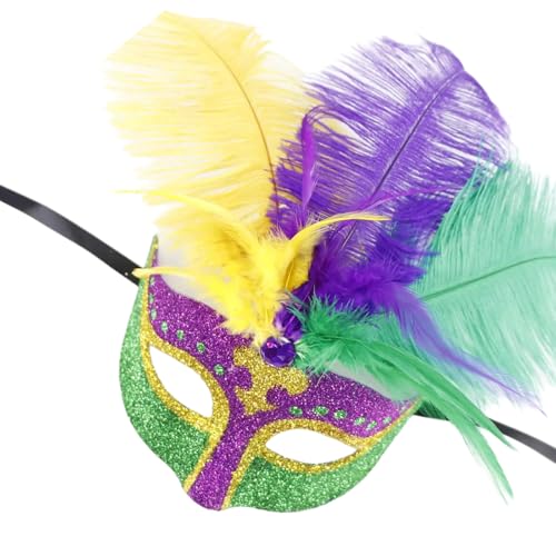 PURFUU Feathered Masquerade Sequins Half Face For Women Men Cosplay Party Photography Props Halloween Decoration von PURFUU