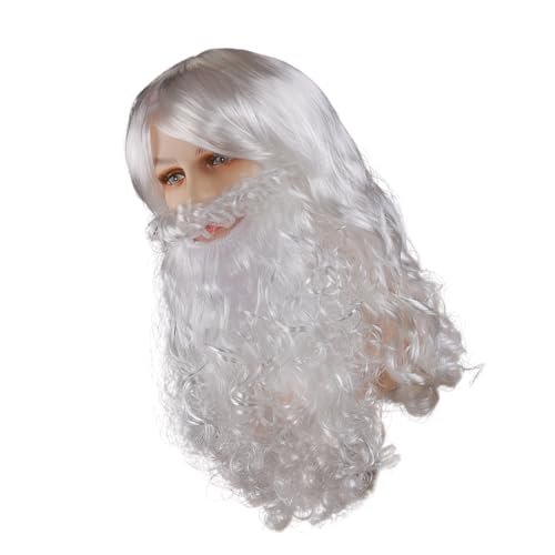 PURFUU Weihnachtsmann-Kostüm-Set für Erwachsene, Weihnachtsmannmütze, Weihnachtsmann-Bärte, Kunsthaar, Weihnachtsmann-Kostüm, Zubehör von PURFUU