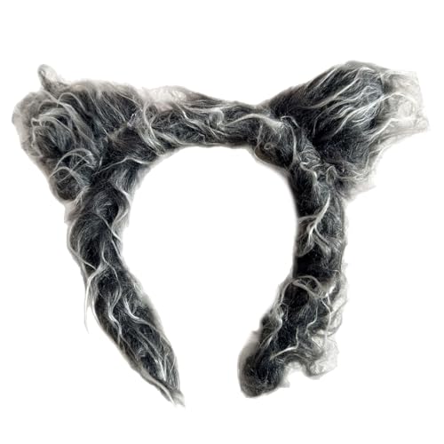 Plüsch-Stirnband mit Wolfsohren und rutschfestem Silikongriff für Cosplay und sportliche Aktivitäten, Premium-Plüsch-Kopfbedeckung von PURFUU
