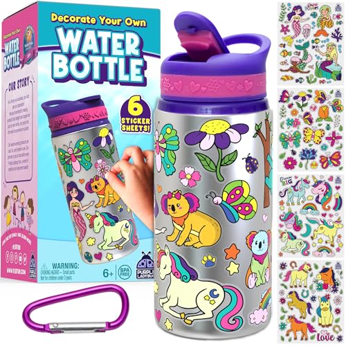 Purple Ladybug Personalisierte Auslaufsichere Trinkflasche Basteln Mädchen 8 Jahre - Kreatives Geschenke Mädchen 6 Jahre, Einhorn Geschenk Mädchen 7-12 Jahre, DIY Spielzeug ab 10 Jahre Mädchen von PURPLE LADYBUG