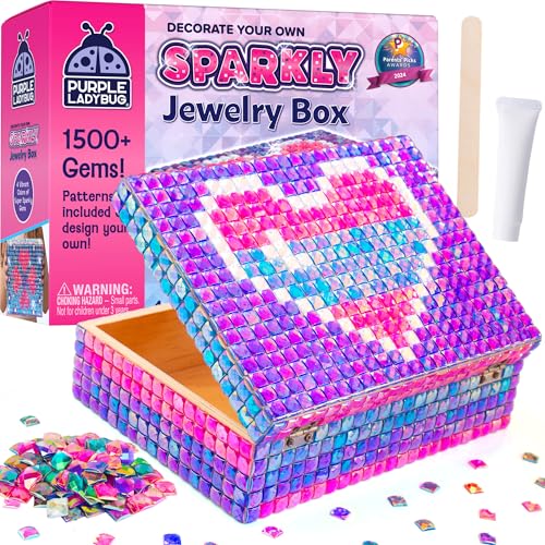 PURPLE LADYBUG Schmuckkästchen Mosaik Bastelset - Geschenk für Kinder ab 6 Jahre, Geschenk für Mädchen 7-14 Jahren, Bastelset für Teenager und Mädchen ab 10 Jahre - Kreatives DIY Geschenke von PURPLE LADYBUG