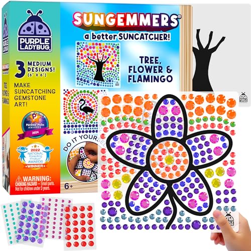 PURPLE LADYBUG SUNGEMMERS Sonnenfänger Bastelset für Kinder, Kreative Geschenke für Mädchen ab 7 Jahren, Kreativset für Kinder ab 6, Bastelsachen und Spielzeug von PURPLE LADYBUG