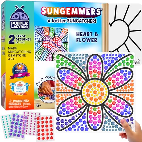 SUNGEMMERS DIY Sonnenfänger Fenster Basteln Mädchen 6 Jahre - Geschenke für Mädchen 7 8 9 10 Jahre - Jungs Geschenke 8 Jahre und Teenager Mädchen Geschenke - Kreative Mosaik Bastelset Kinder von PURPLE LADYBUG