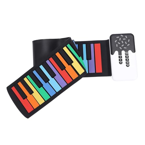 PUSOKEI 49 Tasten Roll Up Keyboard Klavier, Tragbare E Piano Tastatur mit 8 Tönen und 6 Demo Songs, Eingebauter Lautsprecher, Wiederaufladbare Faltbare Klaviertastatur für Kinder,Anfänger von PUSOKEI
