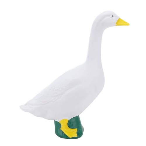 PUSOKEI Gänsestatue, Weiße Gänsedekoration 18 cm Glänzend Außensymbol für Büroschreibtischschrank von PUSOKEI