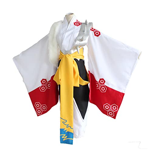 PUYYDS Anime Inuyasha Cosplay Kostüme roter japanischer Kimono Higurashi Kagome Kikyo Sesshoumaru für Halloween Party Perücken gratis Perückenkappe von PUYYDS