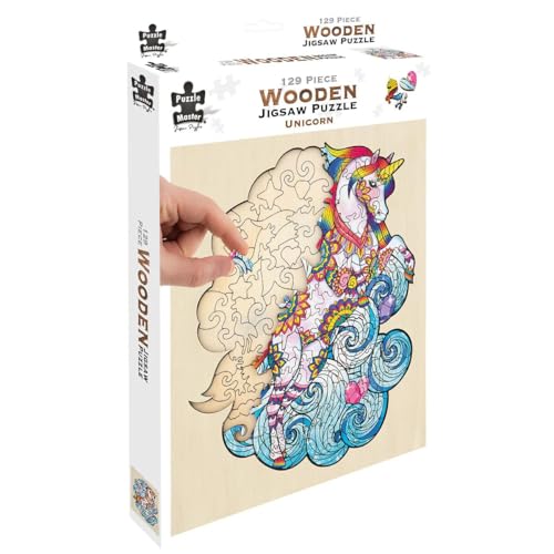 Puzzle Master 'Unicorn' - Einzigartiges Holzpuzzle in Tierform für Erwachsene - Kunst-Puzzle Holzschnitt-Puzzle mit Präsentationsständer für Erwachsene und Kinder von PUZZLE MASTER PREMIUM CUT