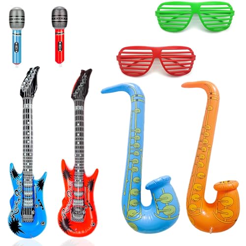 8Stück Luftgitarre, Aufblasbare Gitarre,Luftgitarre Rockstar Aufblasbare Air Guitar Aufblasbare Instrumente Aufblasbare Party Props Party Supplies Favors Ballons Themenparty Festival Cosplay von PVFZXS
