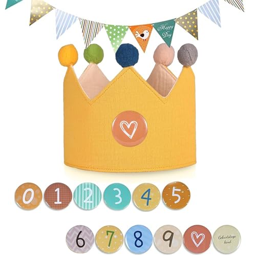 PVFZXS Geburtstagskrone Junge, Geburtstagskrone Kinder, Geburtstagsbanner, Wiederverwendbar Geburtstagskrone für Mädchen Junge, Partyhüte Party Deko, Krone Geburtstag mit Button Zahlen von 0-9 PVFZXS Geburtstagskrone Junge, Geburtstagskrone Kinder, Geburtstagsbanner, Wiederverwendbar Geburtstagskrone für Mädchen Junge, Partyhüte Party Deko, Krone Geburtstag mit Button Zahlen von 0-9 von PVFZXS